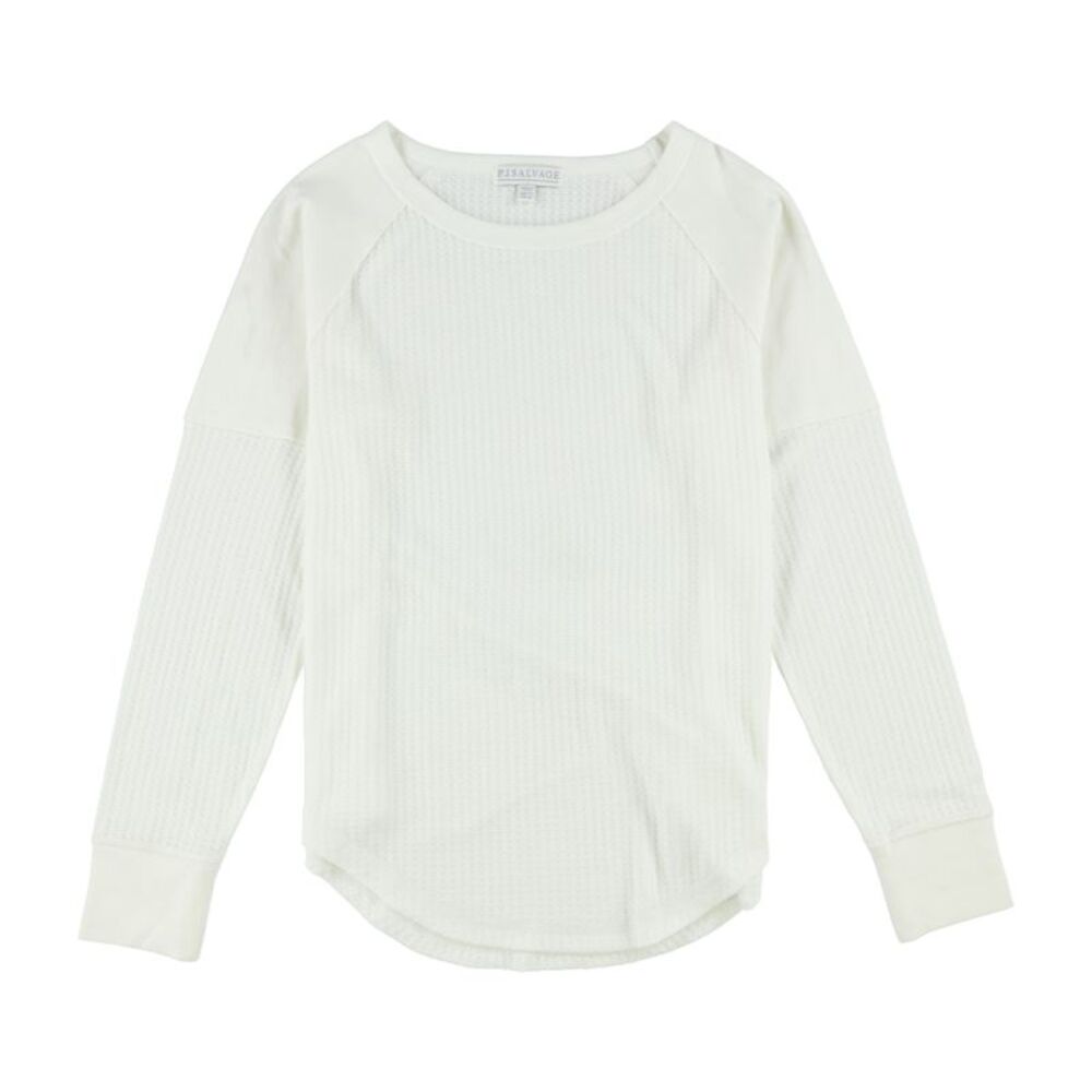 P.J. Salvage Womens Waffle Knit Pajama Sweater, Off-White, S, DM